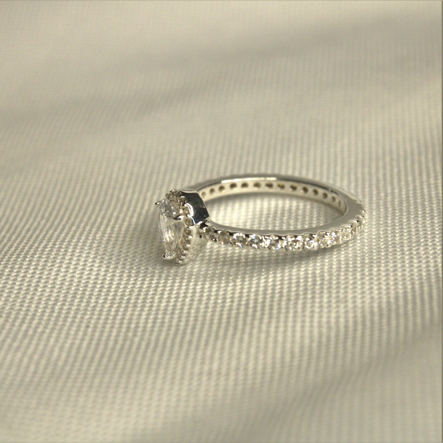 CZ Drop Engagement Ring