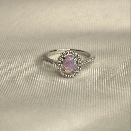 Pink Opal Halo Ring
