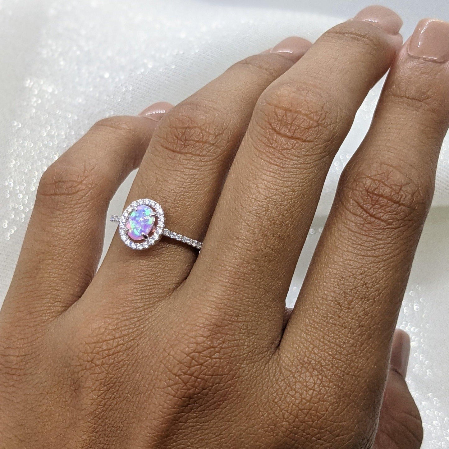 Pink Opal Halo Ring - Mio Plata